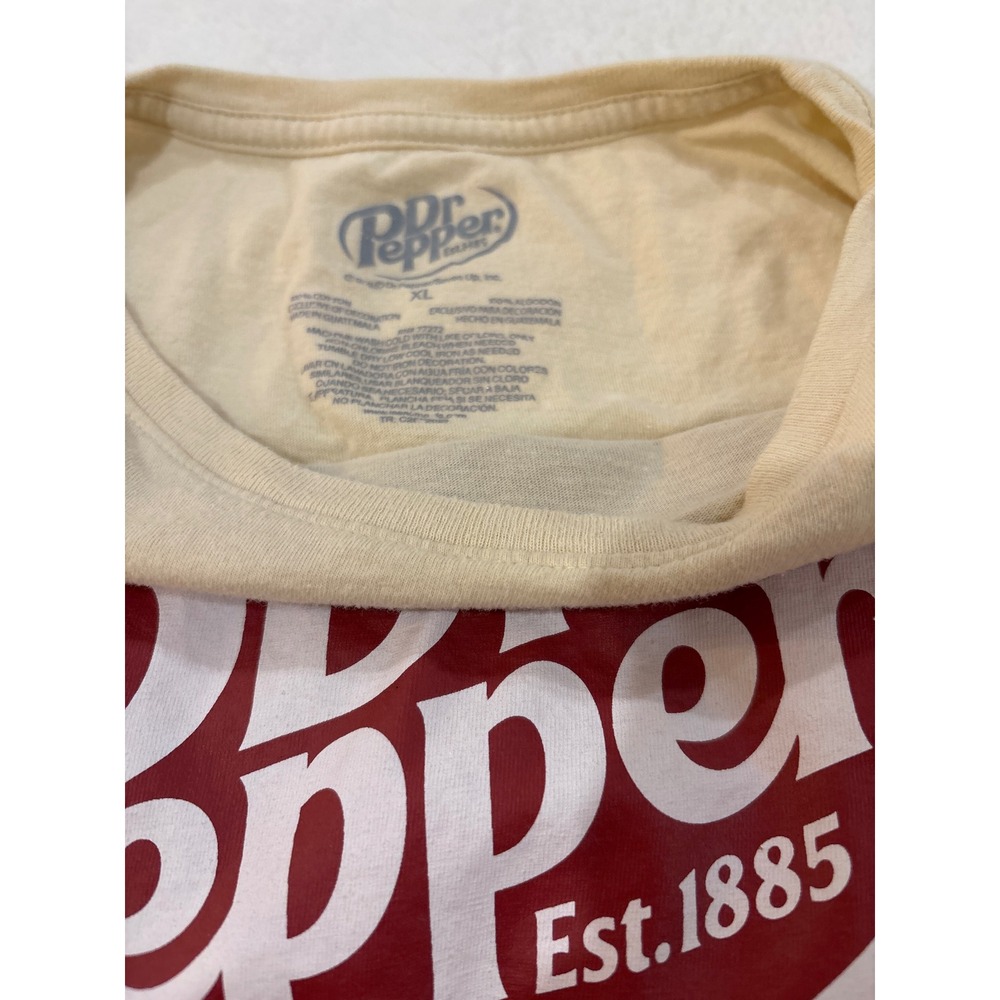Dr Pepper Cherry Graphic Tee Womens XL Cream Short Sleeve Cropped T-Shirt Logo - Picture 2 of 2
